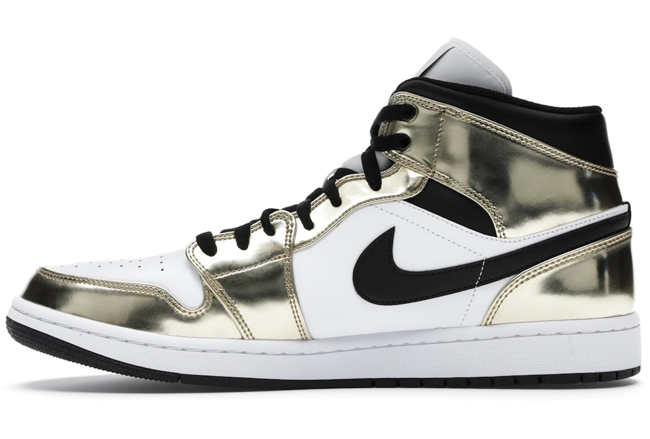 Air Jordan 1 Mid Metallic Gold Black White