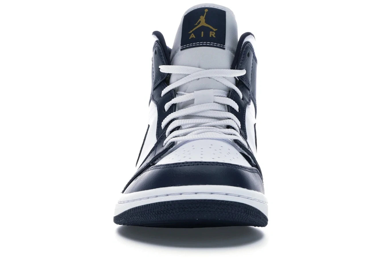 Air Jordan 1 Mid White Metallic Gold Obsidian