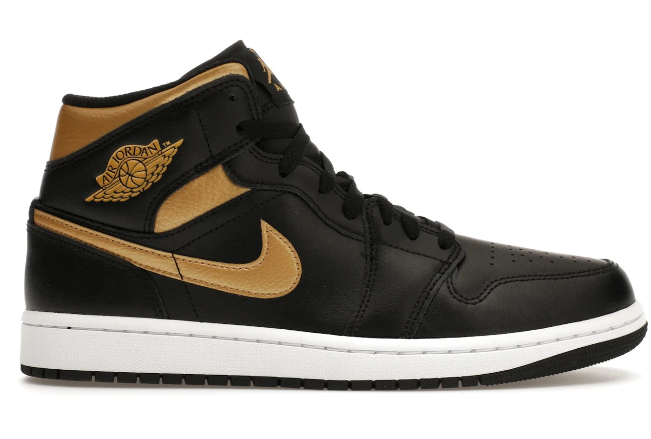 Air Jordan 1 Mid Black Metallic Gold