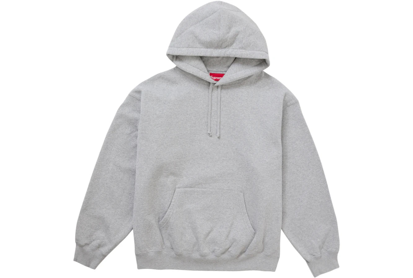 Supreme Satin Applique Hooded Sweatshirt FW24 Heather Grey