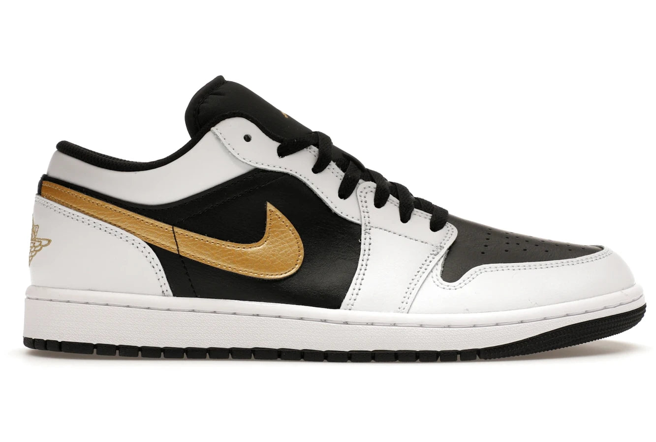 Air Jordan 1 Low White Black Metallic Gold Swoosh