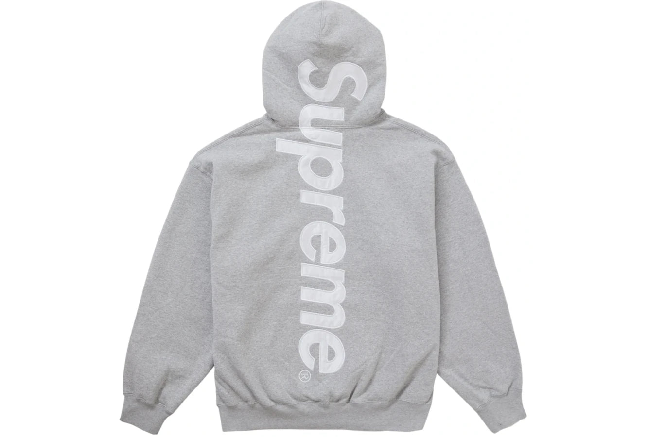 Supreme Satin Applique Hooded Sweatshirt FW24 Heather Grey