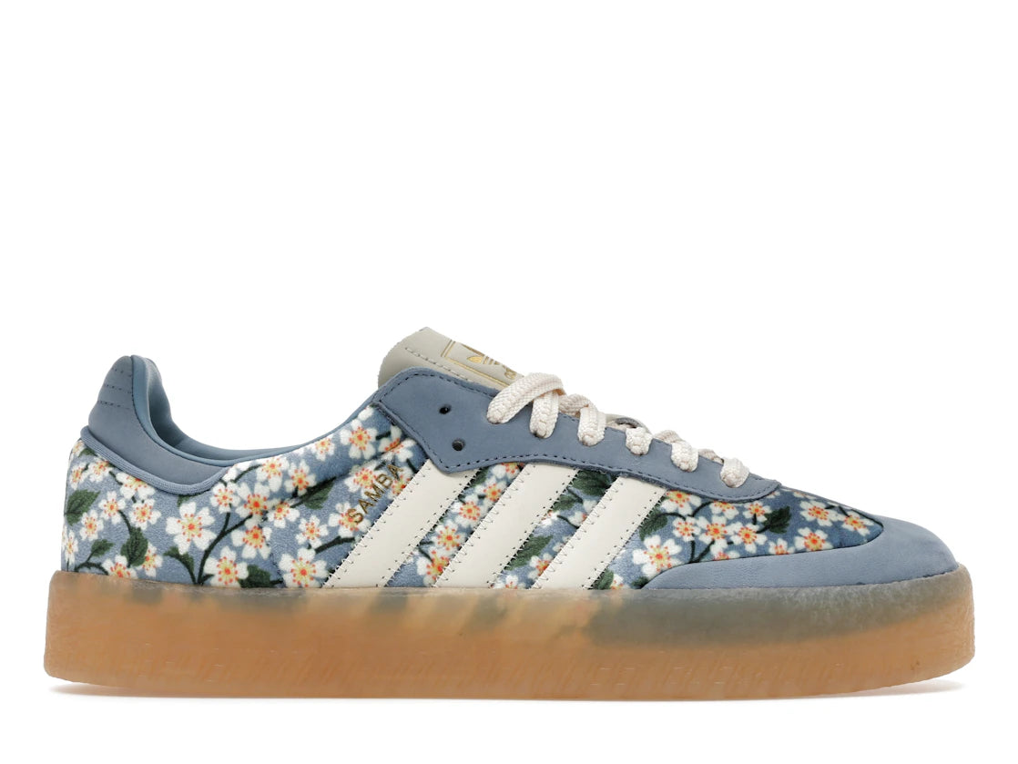 adidas Sambae Liberty London Floral Embroidery Blue Cream White (Women's)