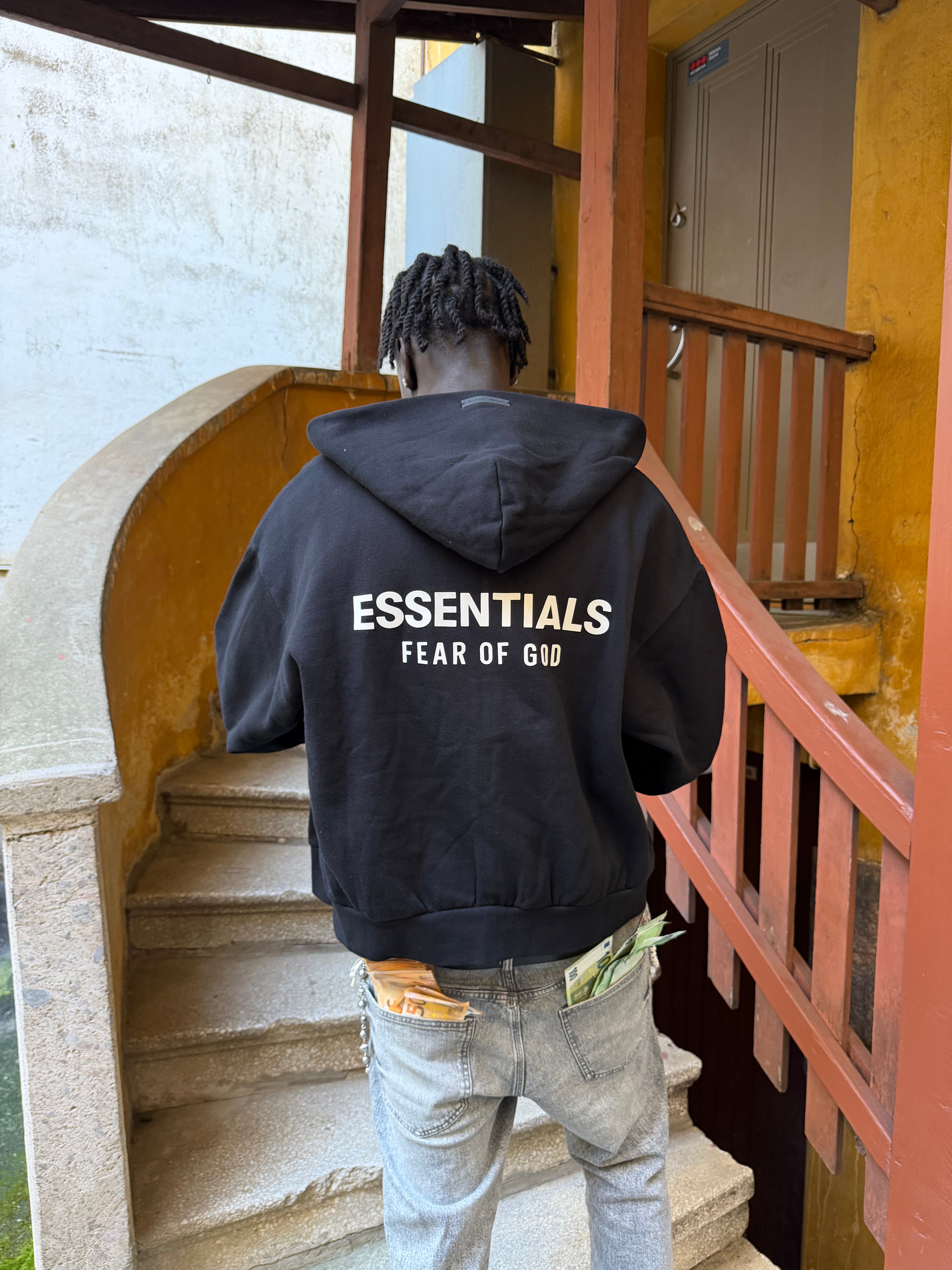 Fear of God Essentials Zip Up Hoodie Black