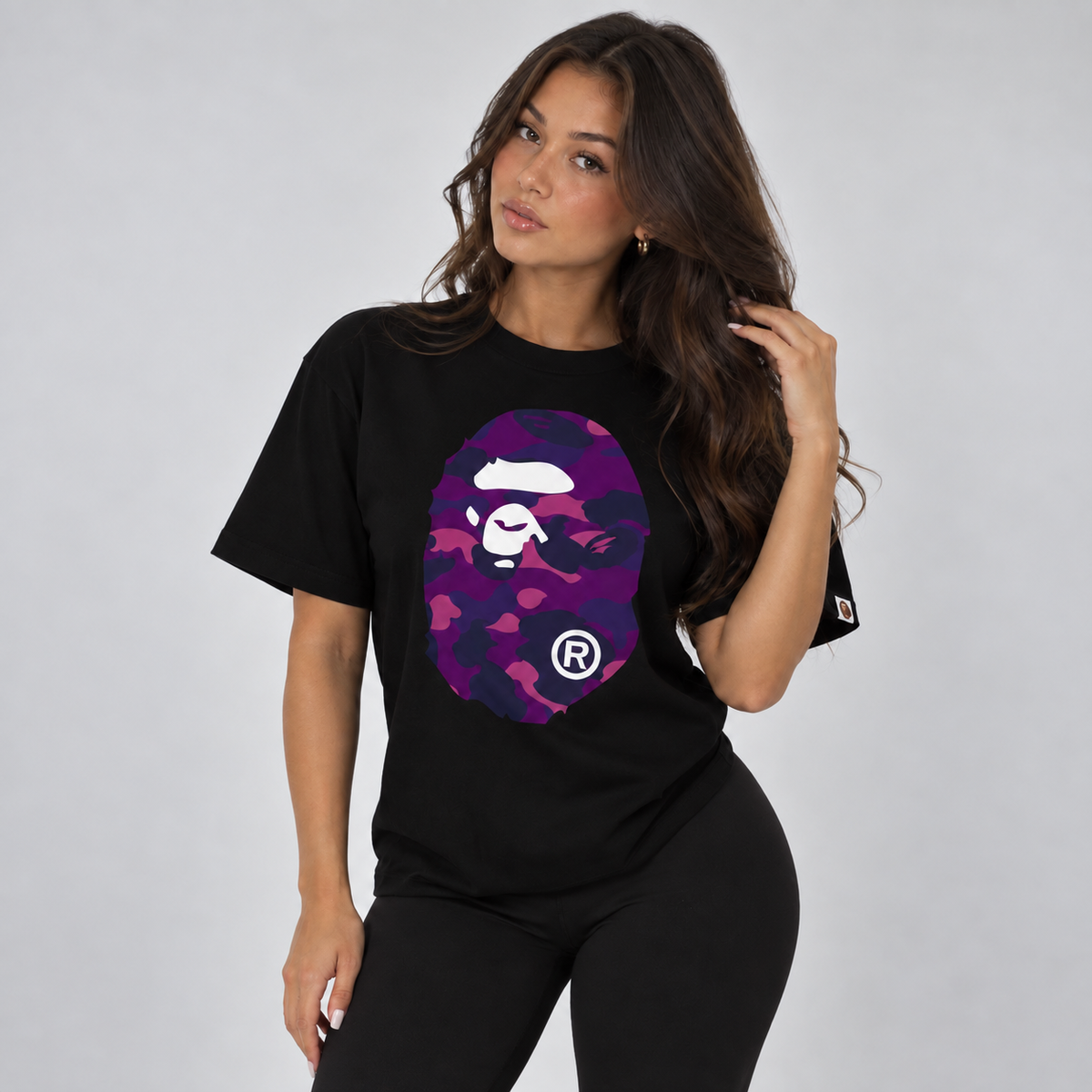 BAPE Color Camo Big Ape Head T-Shirt Black Purple
